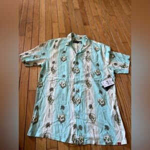 Lost Button Up Shirt Men’s Medium Trade Winds Woven Rayon Hawaiian NWT